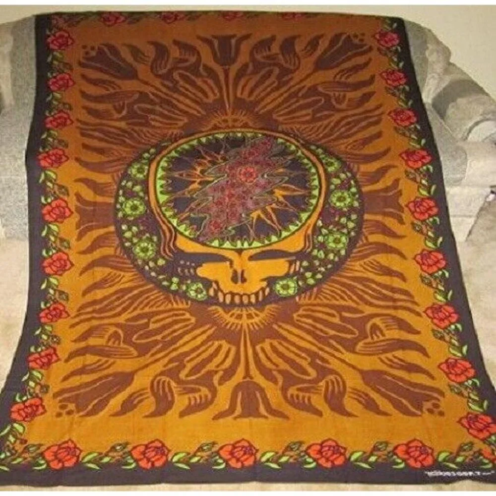 New Brown Steal Your Face Grateful Dead Tapestry Large Poster Gift Hippie NIP